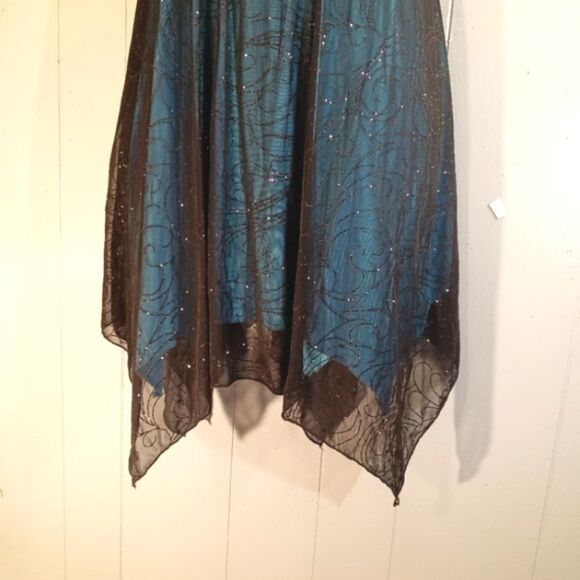 Vintage Y2K Blue Micro Mesh Whimsy Goth Asymmetrical Party Dress 8 - Picture 4 of 4